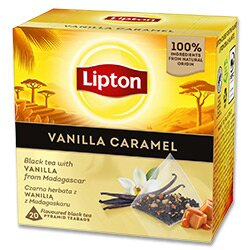 Černý čaj Lipton - pyramidy, příchuť vanilky a karamelu, 20x 1,7 g