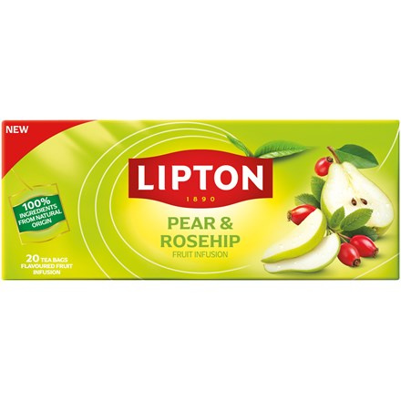 Lipton Fruit Infusion - ovocný čaj - hruška a šípek, 20 sáčků