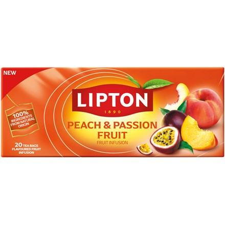 Lipton Fruit Infusion - ovocný čaj - broskev a mučenka, 20 sáčků