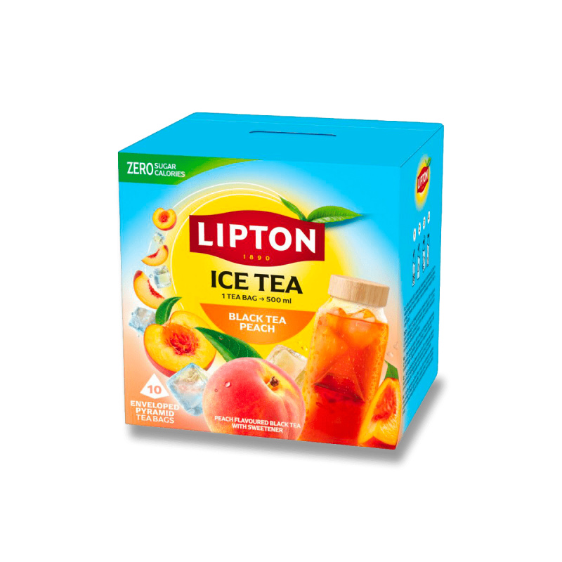 Lipton Ice Tea - ledový černý čaj - broskev, 10 sáčků