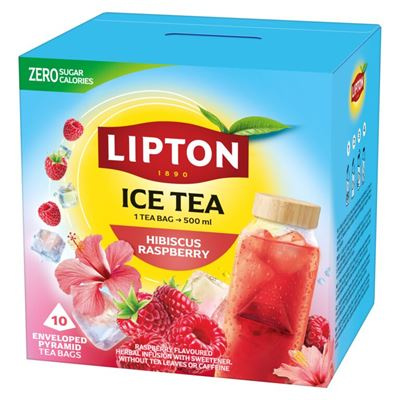 Lipton Ice Tea - ledový bylinný čaj - malina, 10 sáčků