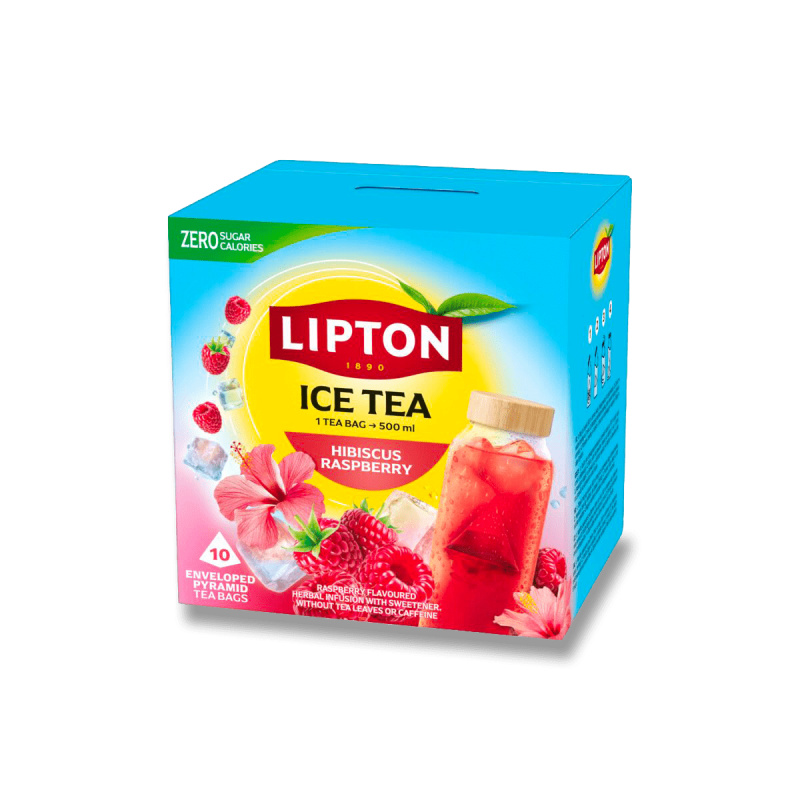 Lipton Ice Tea - ledový bylinný čaj - malina, 10 sáčků