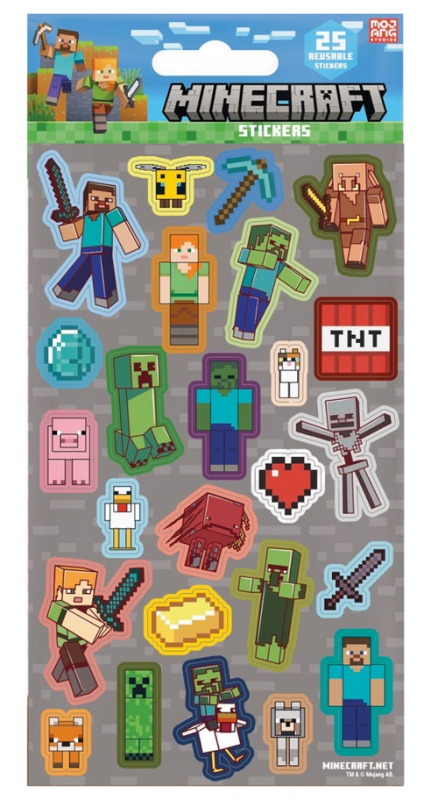 Minecraft šedé samolepky