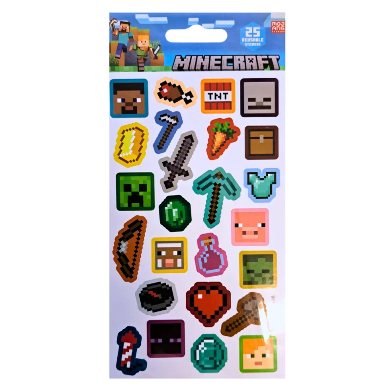 Minecraft šedé samolepky