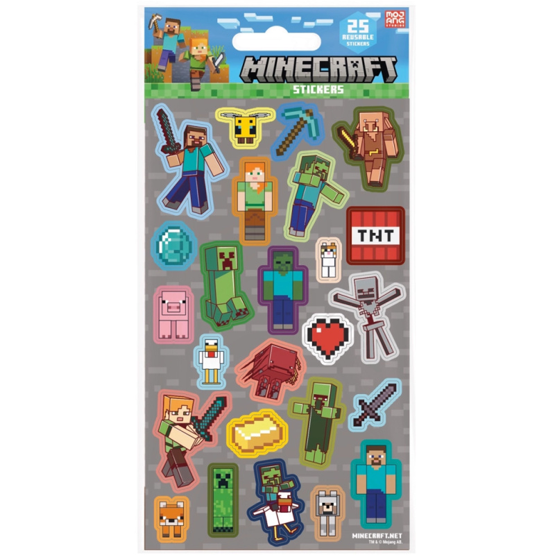Minecraft šedé samolepky