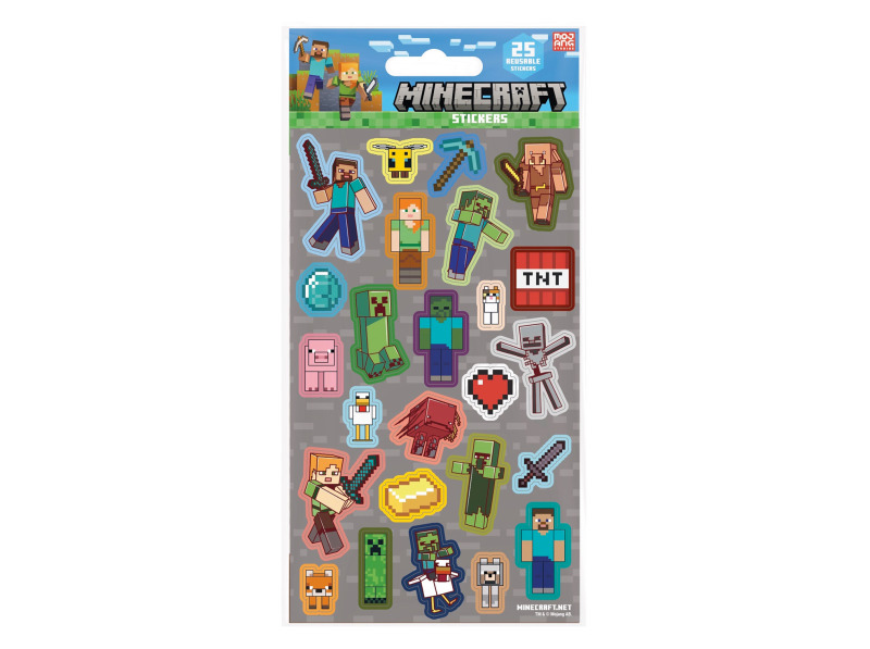 Minecraft šedé samolepky
