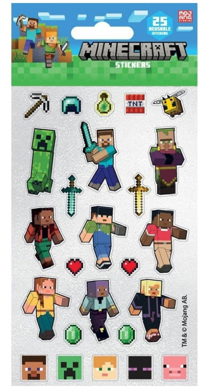 Minecraft třpytivé opakovaně použitelné samolepky