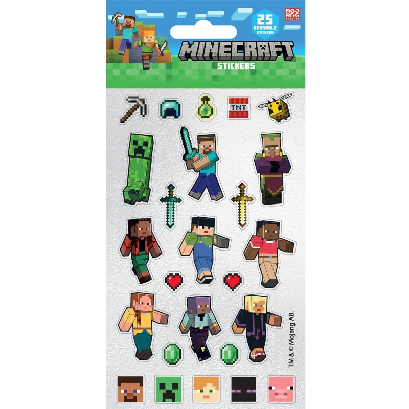 Minecraft třpytivé opakovaně použitelné samolepky