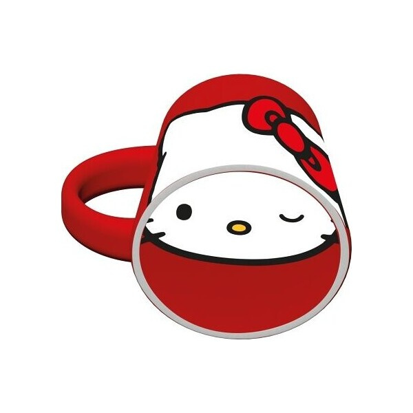 Keramický hrnek HELLO KITTY s obličejem, červený