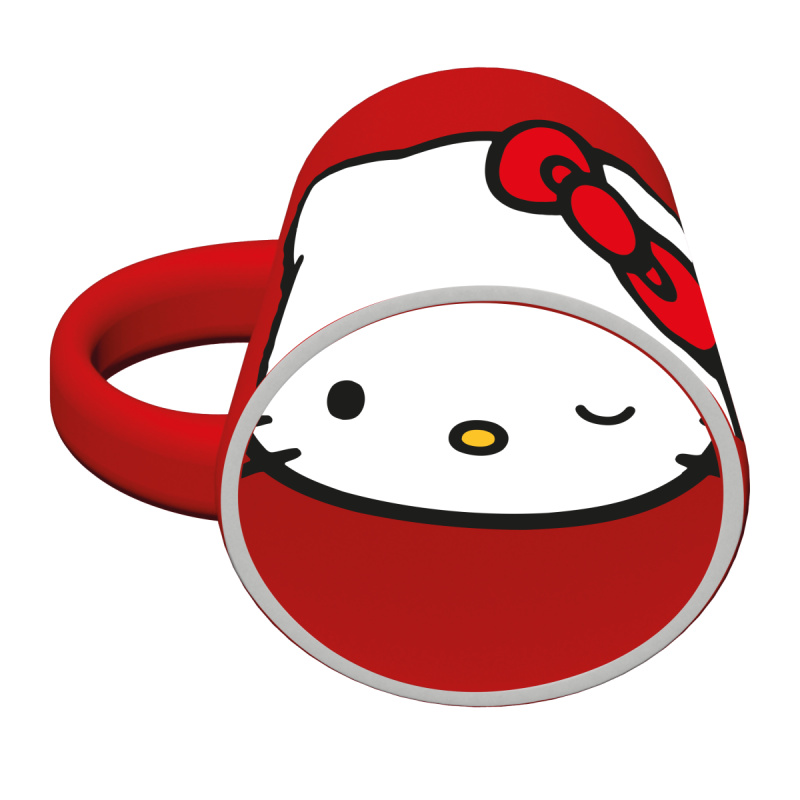 Keramický hrnek HELLO KITTY s obličejem, červený