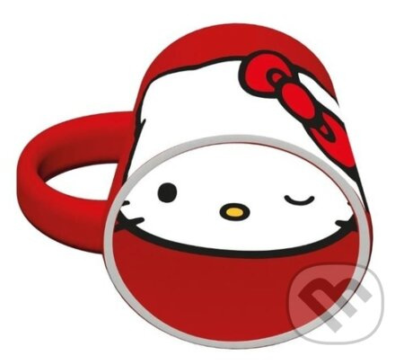 Keramický hrnek HELLO KITTY s obličejem, červený