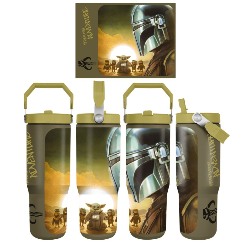 Cestovní hrnek Star Wars Mandalorian a Grogu Sunset s popruhem
