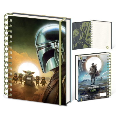 Zápisník A5 s motivem STAR WARS: THE MANDALORIAN – Mandalorian a Grogu Sunset