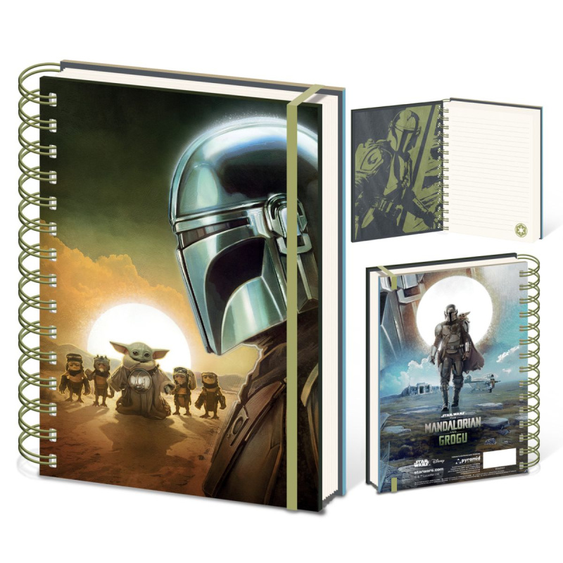 Zápisník A5 s motivem STAR WARS: THE MANDALORIAN – Mandalorian a Grogu Sunset