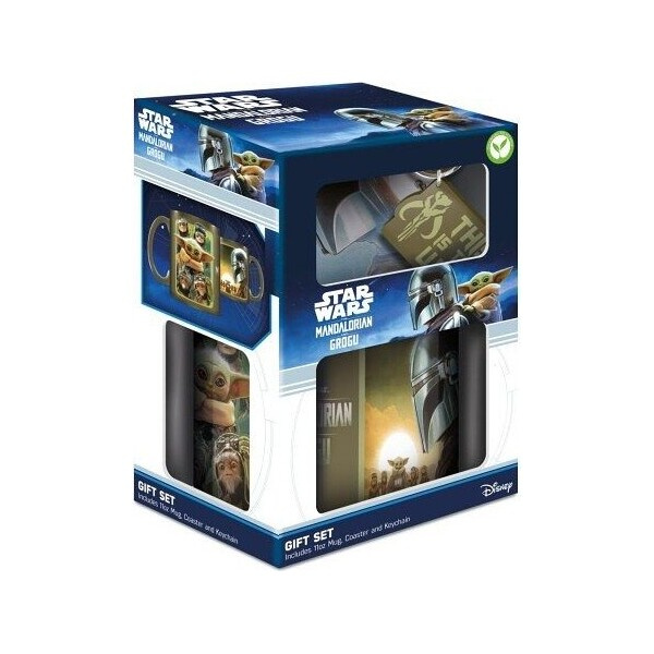 Dárkový set Star Wars Mandalorian a Grogu – hrnek, podtácek a klíčenka