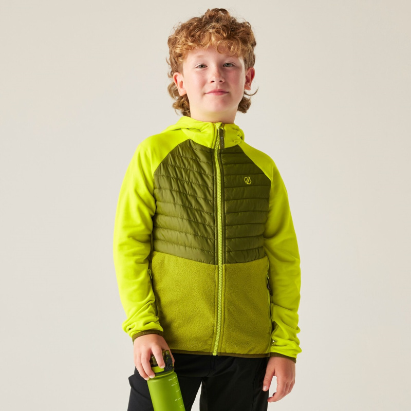 Dětská hybridní bunda dare2b switch out žlutá/zelená 122-128