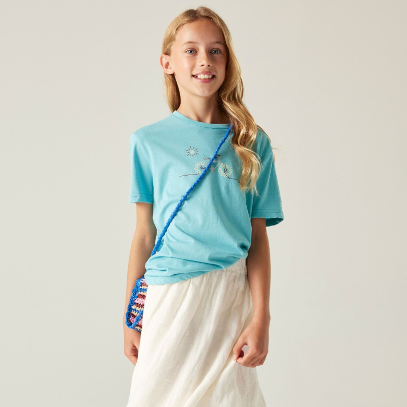 Dětské bavlněné tričko dare2b trailblazer iii světle modrá 158