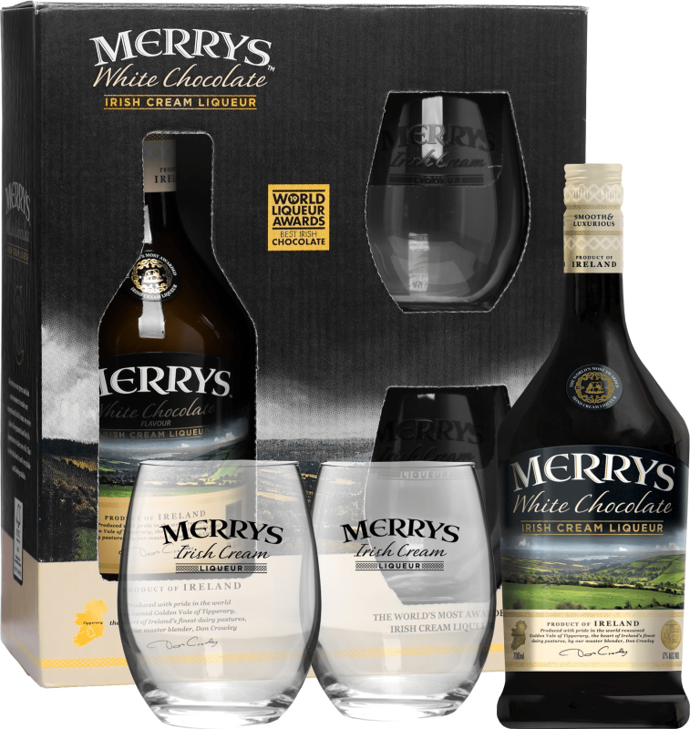 Merrys White Chocolate Cream + 2 sklenice 17% 0,7l (darčekové balenie 2 poháre)