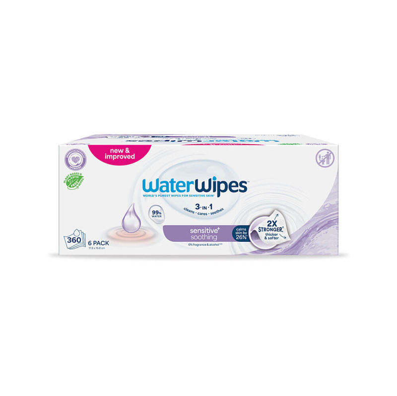 Waterwipes Soothing Clean ubrousky vlhčené bez obsahu plastů 6×60 ks