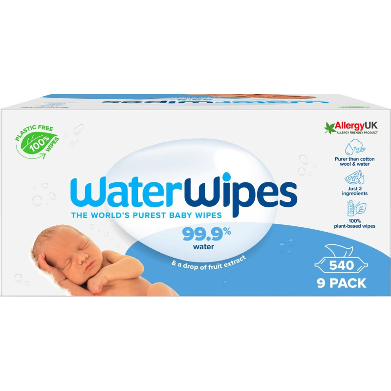 Waterwipes Vlhčené ubrousky bez obsahu plastů 9×60 ks