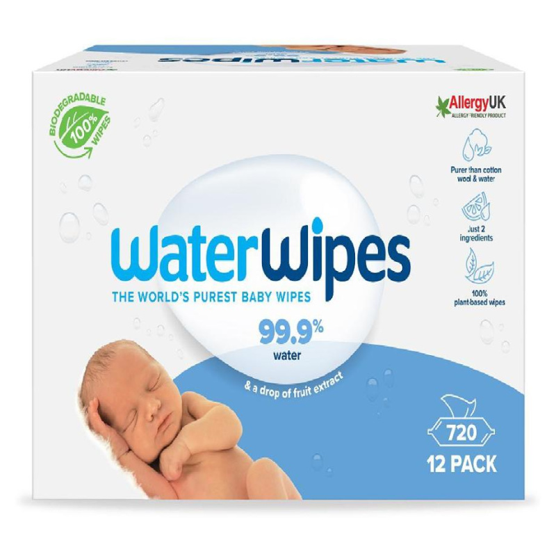WaterWipes Baby Wipes 12 Pack dětské jemné vlhčené ubrousky 12x60 ks