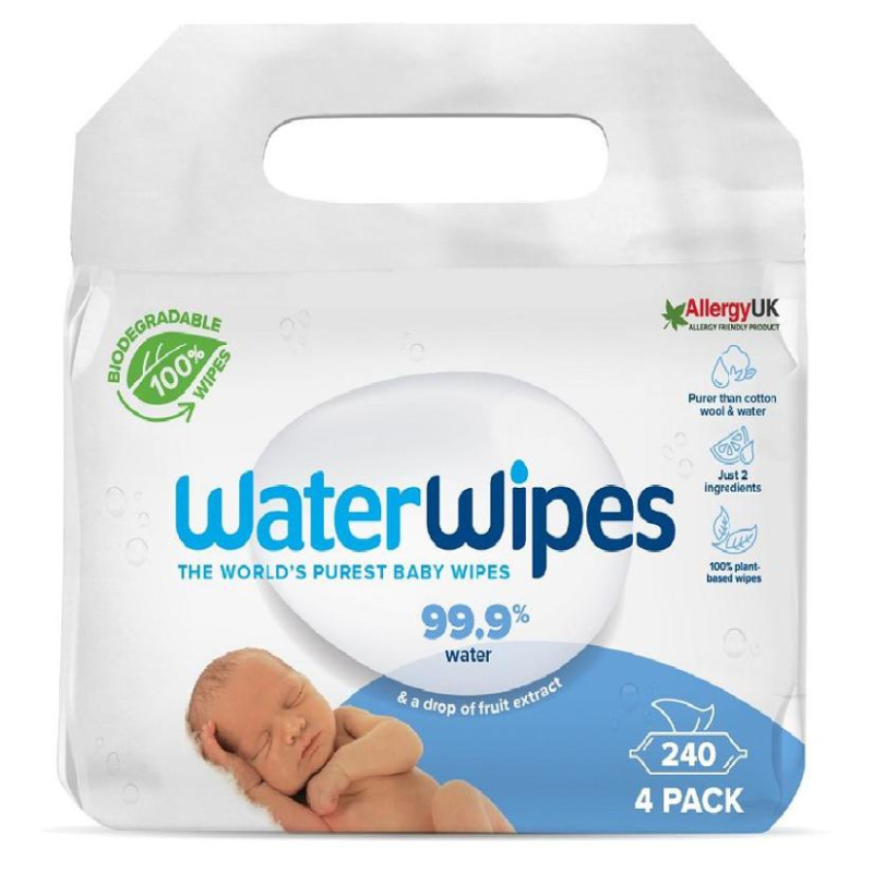 WaterWipes Baby Wipes 4 Pack dětské jemné vlhčené ubrousky 4x60 ks