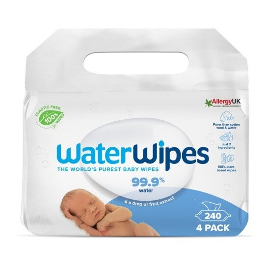 WaterWipes Baby Wipes 4 Pack dětské jemné vlhčené ubrousky 4x60 ks