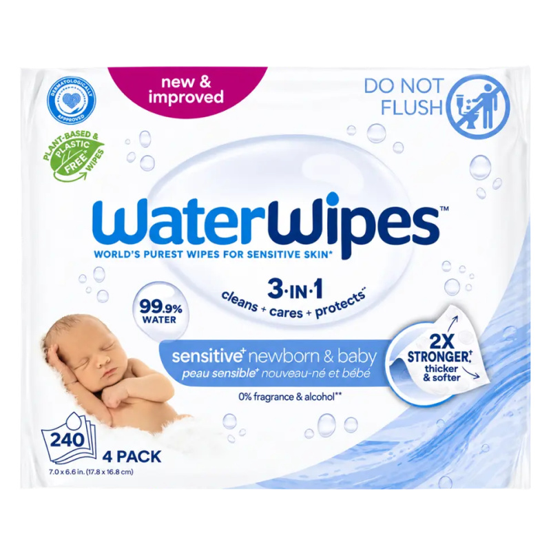 WaterWipes Baby Wipes 4 Pack dětské jemné vlhčené ubrousky 4x60 ks