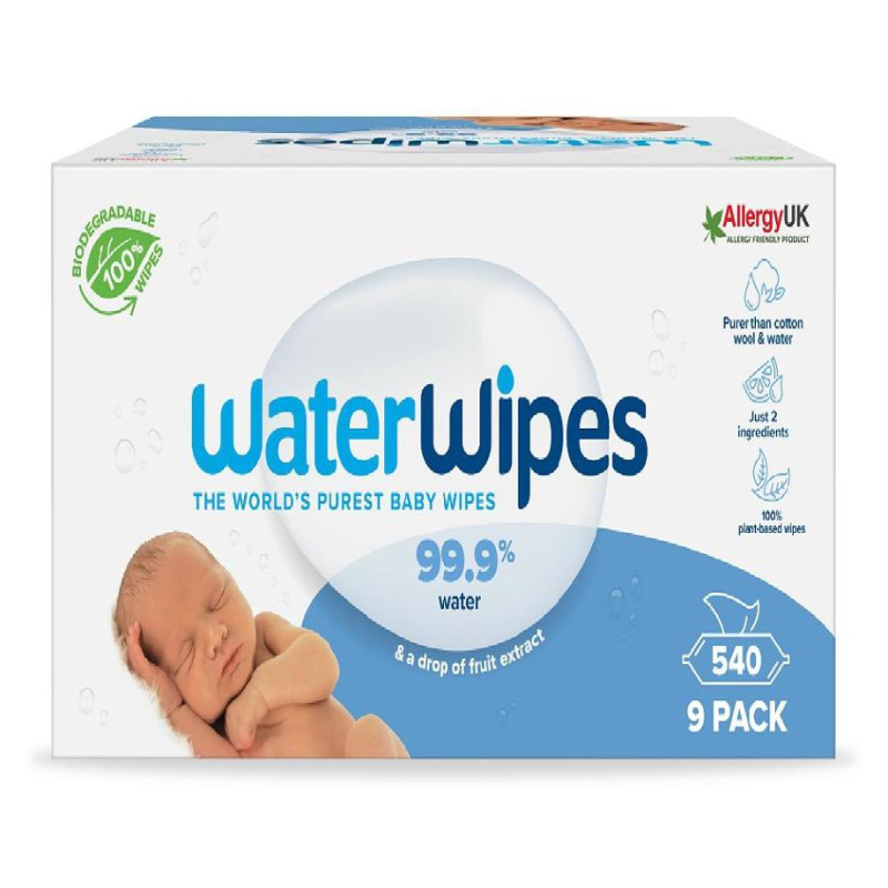 WaterWipes Baby Wipes 9 Pack dětské jemné vlhčené ubrousky 9x60 ks