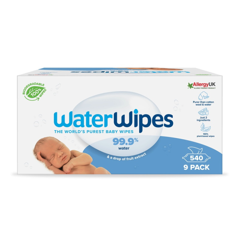 WaterWipes Baby Wipes 9 Pack dětské jemné vlhčené ubrousky 9x60 ks