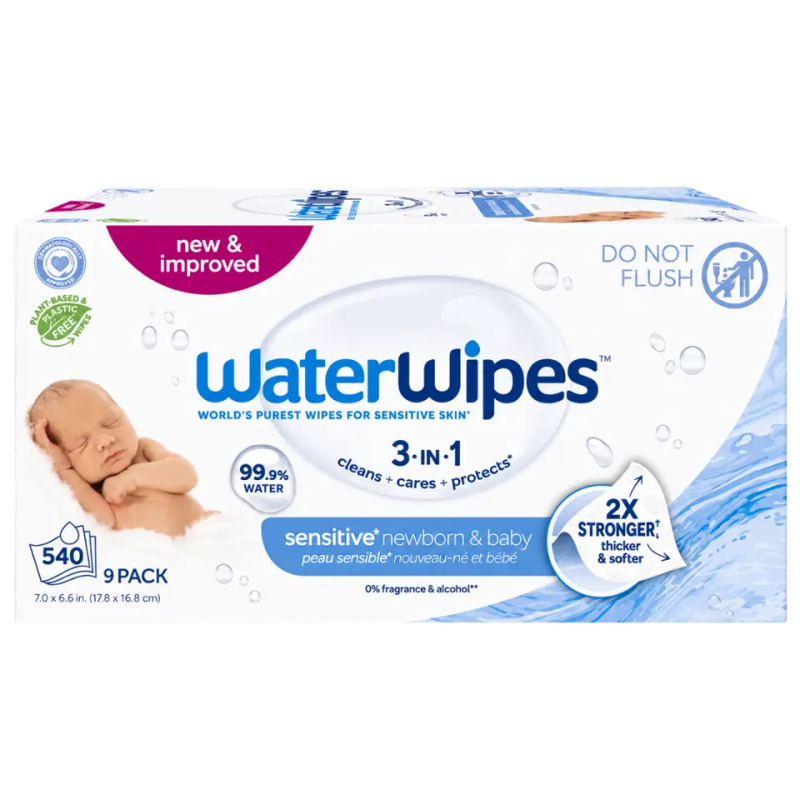 WaterWipes Baby Wipes 9 Pack dětské jemné vlhčené ubrousky 9x60 ks