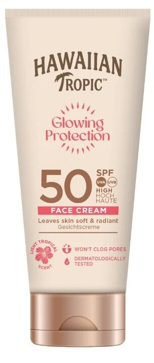 Hawaiian Tropic Glowing Protection Face Cream opalovací krém na obličej SPF 50 50 ml