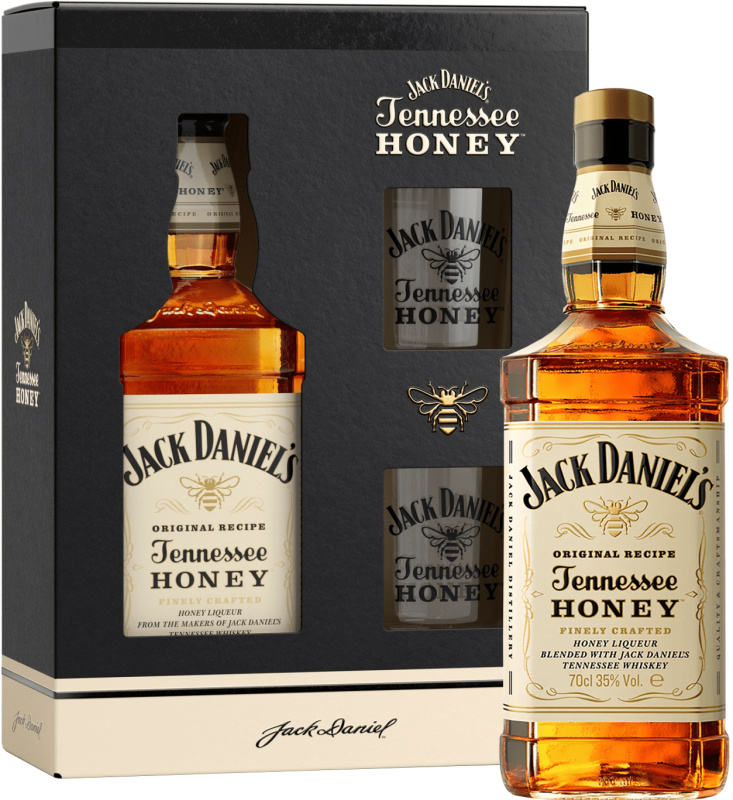Jack Daniel's Honey 35% 0,7l + 2 skleničky (dárková krabice)