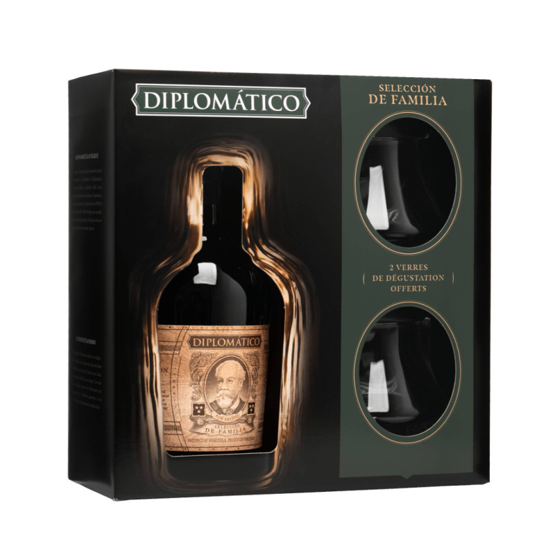 Diplomático Seleccion de Familia 43% 0,7l (dárkové balení 2 sklenice)