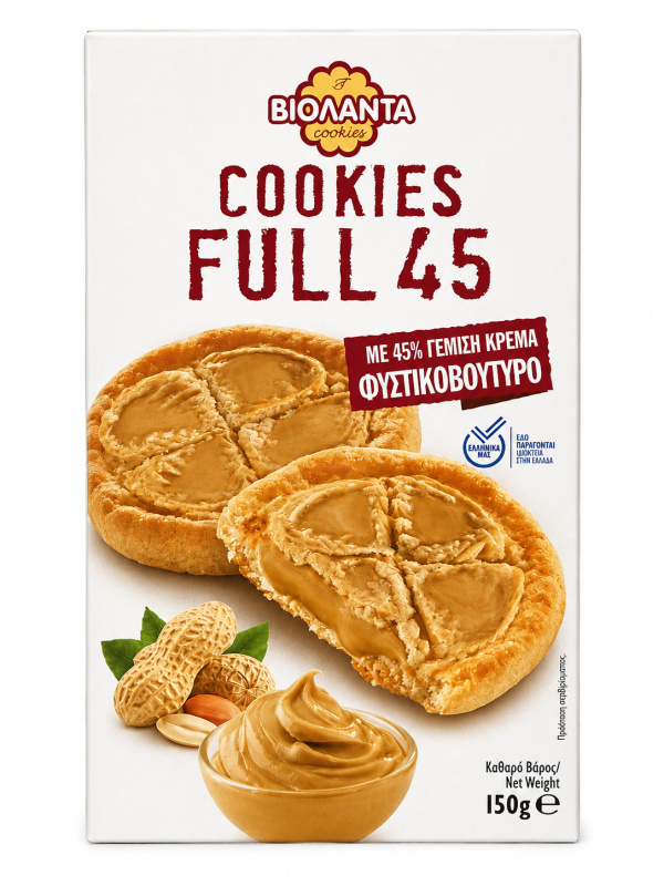 Violanta Cookies Full 45 sušenky plněné krémem z arašídového másla 150 g