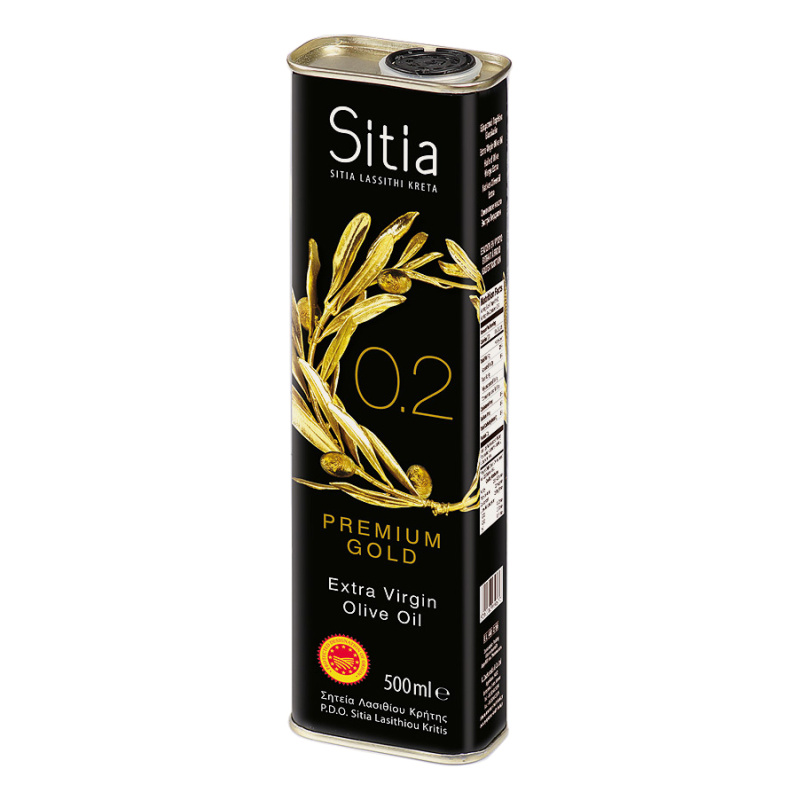 Sitia PREMIUM GOLD SITIA Kréta PREMIUM GOLD 0,2% Extra panenský olivový olej 500ml – plech