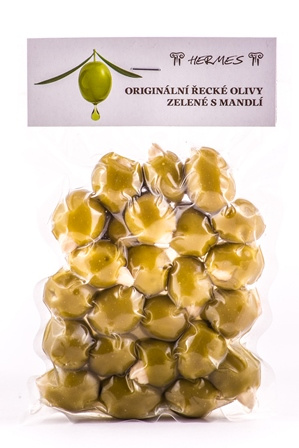 Hermes zelené olivy bez pecky s mandlí vakuum 150g