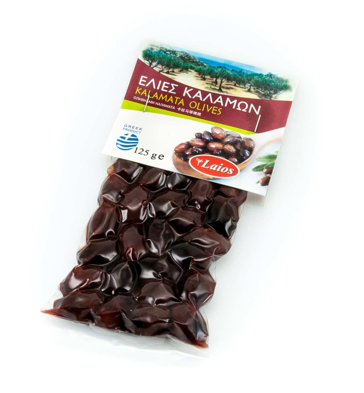 Laios černé olivy Kalamata s peckou vakuum 125g