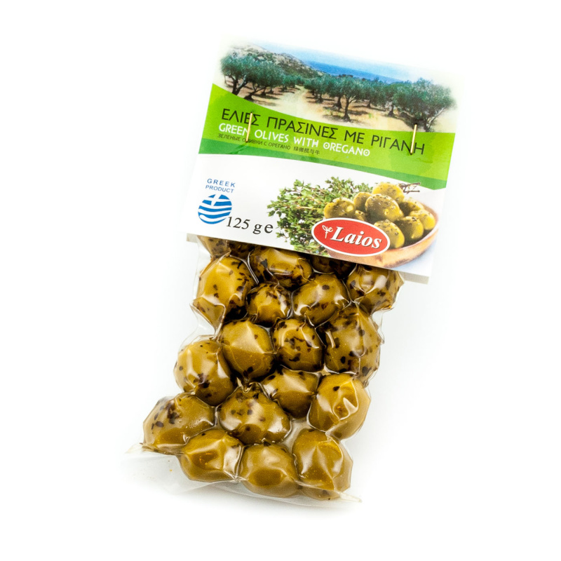 Laios zelené olivy s peckou a oreganem vakuum 125g