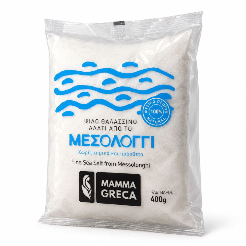 MAMMA GRECA jemná mořská sůl Messolonghi na vaření (náhradní balení) 400 g