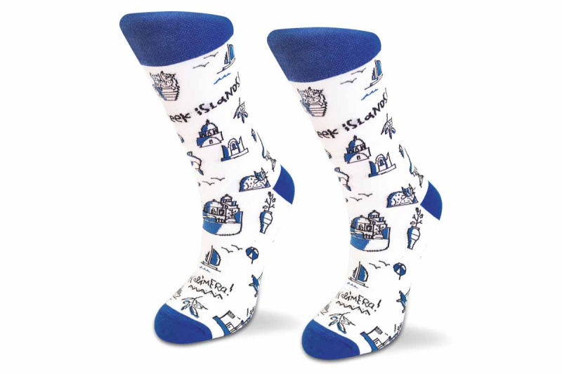 ATP - bílé ponožky řecké ostrovy (ikony) L-XL