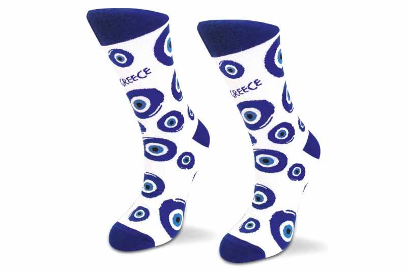 ATP - bílé ponožky s "Evil eye" S-M