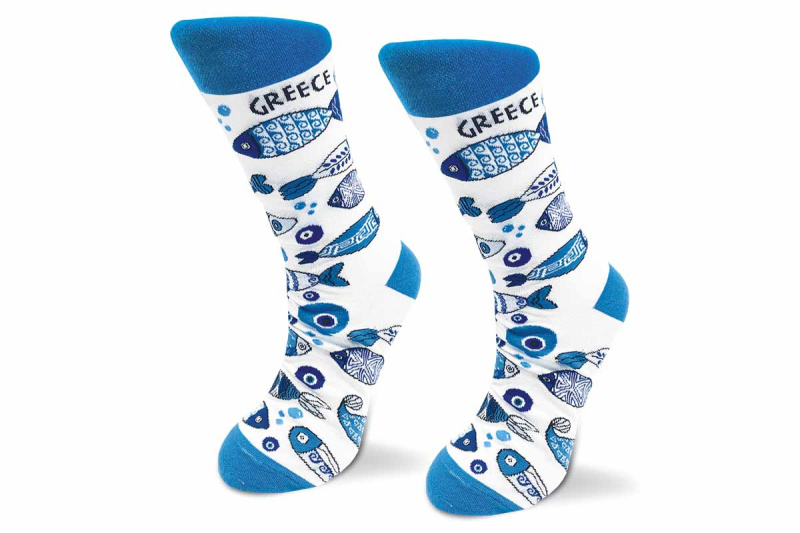 ATP - bílé ponožky s rybičkami S-M