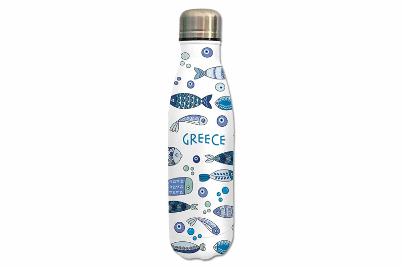 ATP - Stylová řecká termoska Rybky bílá 500ml