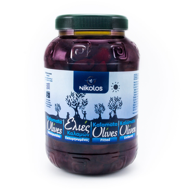 Nikolopoulos Estate Nikolos černé olivy bez pecky (Pitted) Kalamata 1kg