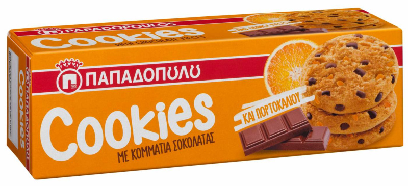 Papadopoulou Cookies s kousky čokolády a pomeranče 180g