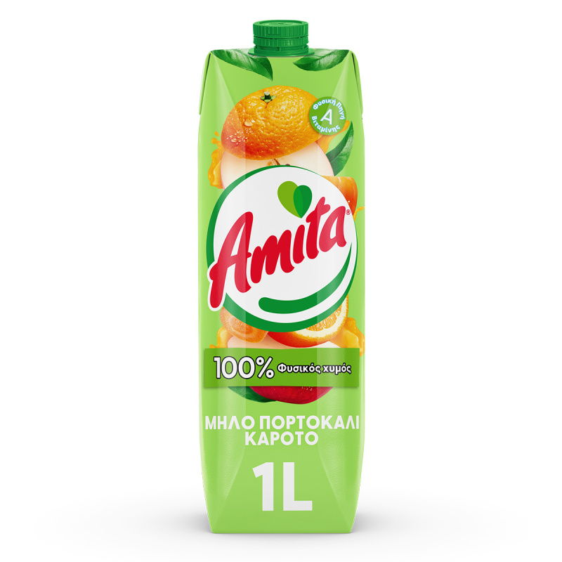Amita 100% přírodní šťáva s jablkem, pomerančem a mrkví 1l
