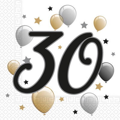 Milestone narozeninové ubrousky 30 let, 33 × 33 cm (20 ks)