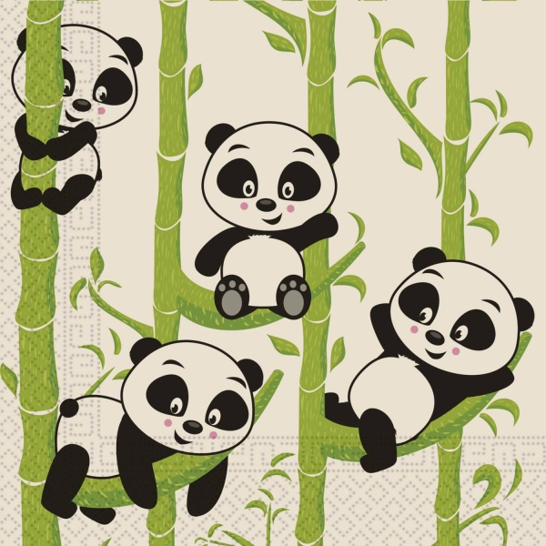 Moje Party Ubrousky papírové kompostovatelné Panda 20 ks