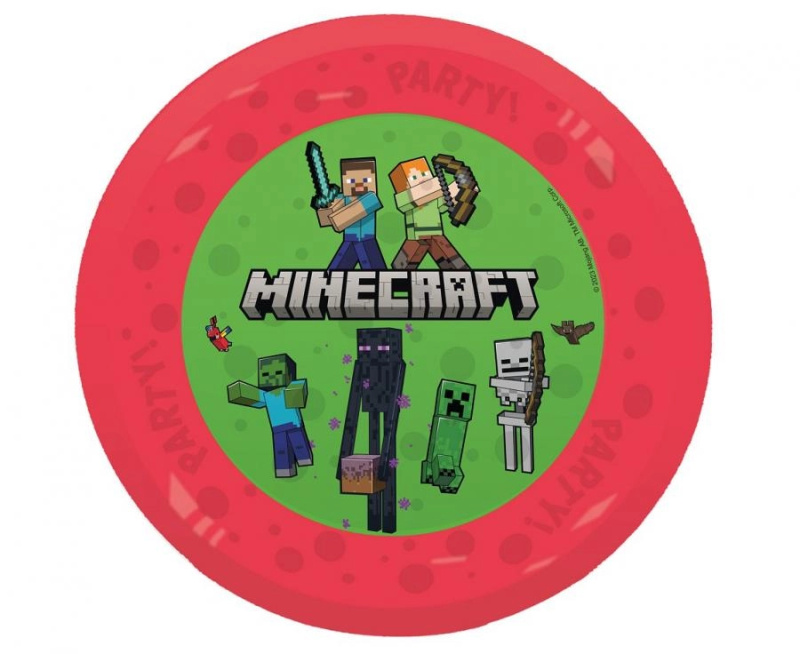 Opakovaně použitelný plastový talíř s motivem MINECRAFT od Godan 21 cm